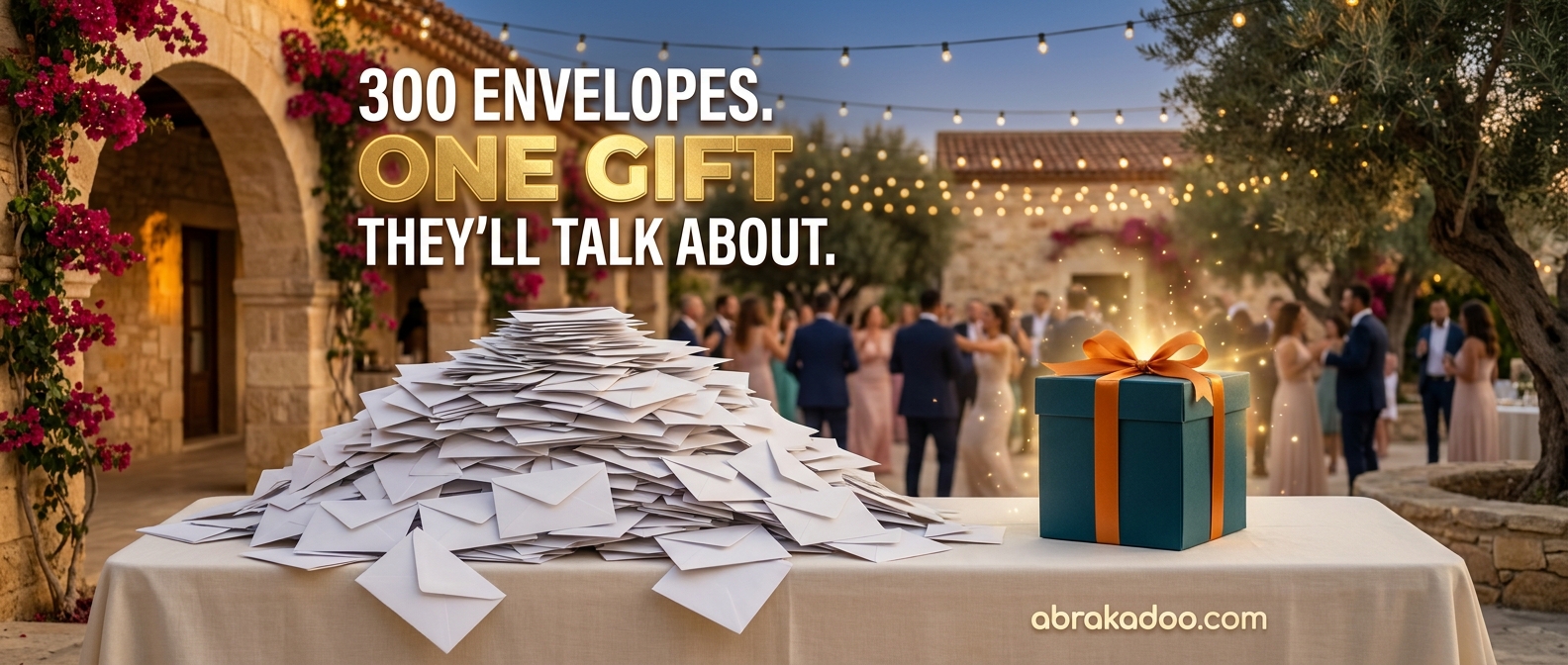 Abrakadoo: one gift that stands out among hundreds of envelopes at a Cypriot wedding
